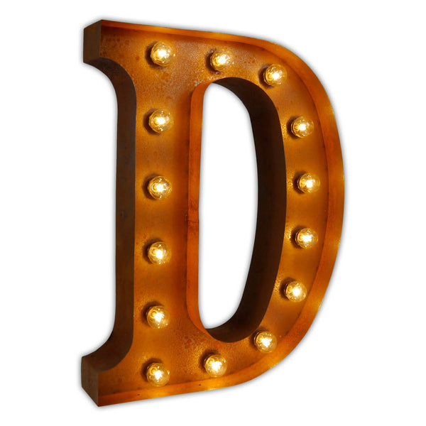 VINTAGE MARQUEE LETTER LIGHT D IN CIRCUS FAIRGROUND STYLE WITH LIGHTBULBS