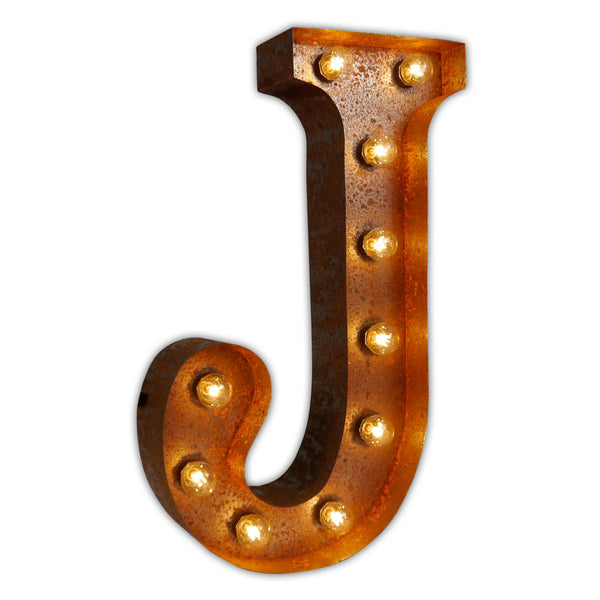 VINTAGE MARQUEE LETTER LIGHT J IN CIRCUS FAIRGROUND STYLE WITH LIGHTBULBS