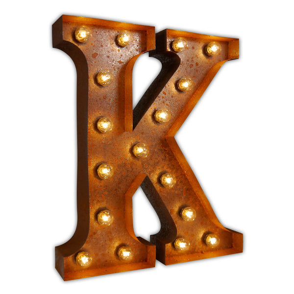 VINTAGE MARQUEE LETTER LIGHT K IN CIRCUS FAIRGROUND STYLE WITH LIGHTBULBS