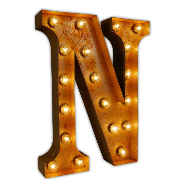 VINTAGE MARQUEE LETTER LIGHT N IN CIRCUS FAIRGROUND STYLE WITH LIGHTBULBS