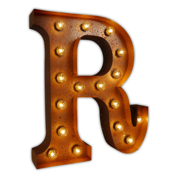 VINTAGE MARQUEE LETTER LIGHT R IN CIRCUS FAIRGROUND STYLE WITH LIGHTBULBS